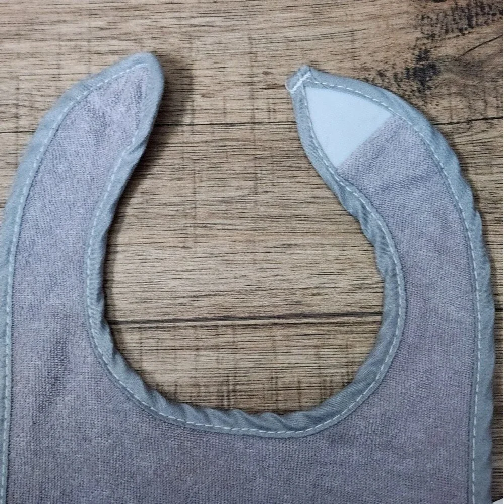 The Peanutshell Too Blessed For This Mess Unisex Terry Bib Gray White
